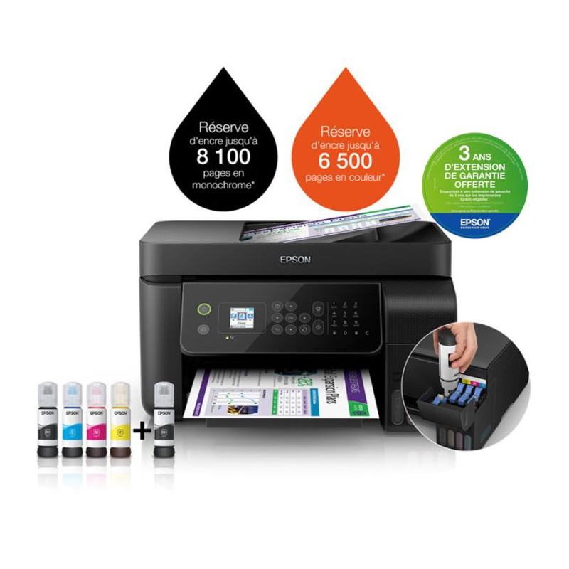 Imprimante À RÉSERVOIR INTÉGRÉ EPSON ECOTANK L5190 4EN1 COULEUR - NOIR ( C11CG85404) )