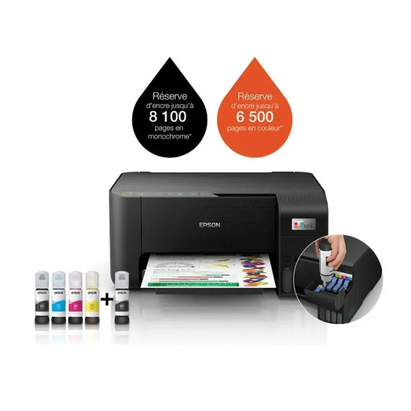 Imprimante À RÉSERVOIR INTÉGRÉ EPSON ECOTANK L3250 3EN1 COULEUR - NOIR ( C11CJ67408) Imprimante À RÉSERVOIR INTÉGRÉ EPSON ECOTANK L3250 3EN1 COULEUR - NOIR ( C11CJ67408)