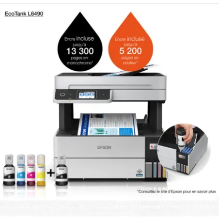Imprimante JET D'ENCRE EPSON ECOTANK L6490 4EN1 COULEUR WIFI - NOIR