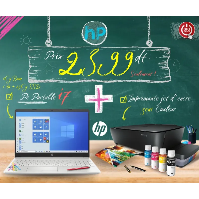 Pc Portable HP 15-DW3043NK I7+ Imprimante HP 315 3EN1