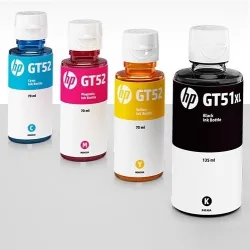 Pack 4 bouteilles d'encre Original HP GT52 Magenta Cyan Jaune et Noir