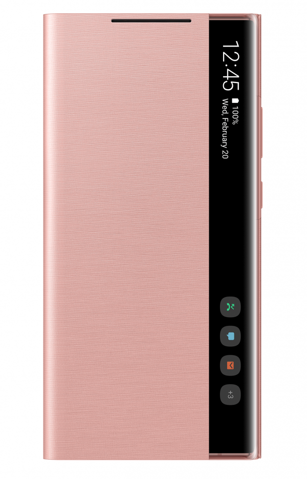 etui clear view pour note20 ultra pink