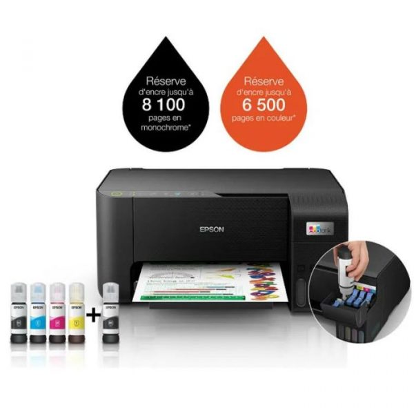 Imrimante À RÉSERVOIR INTÉGRÉ EPSON ECOTANK L3250 3EN1 COULEUR - NOIR ( C11CJ67408) sigshop